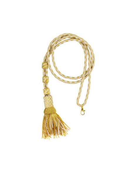 Pectoral Cross Cord with Tassel Cream and Gold
