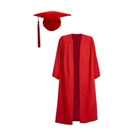 Primary School Graduation Gown and Elasticated Cap Set Scarlet Red