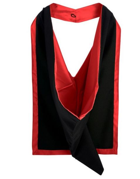 Full Shape Academic Hood-Black & Red