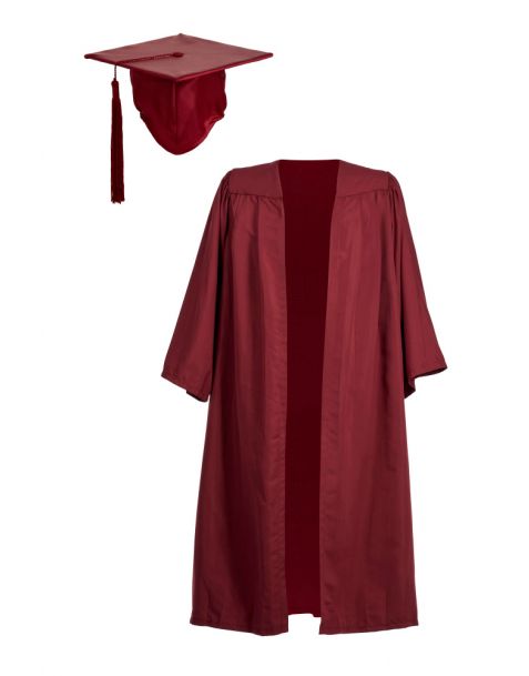 Economy Academic Gown and Mortarboard Cap Maroon Red