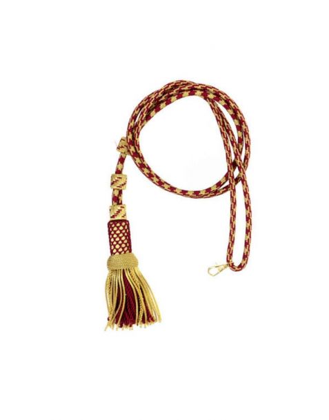 Pectoral Cross Cord with Tassel Burgundy and Gold