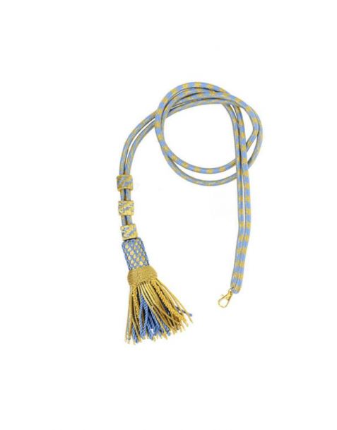 Pectoral Cross Cord with Tassel Light Blue and Gold