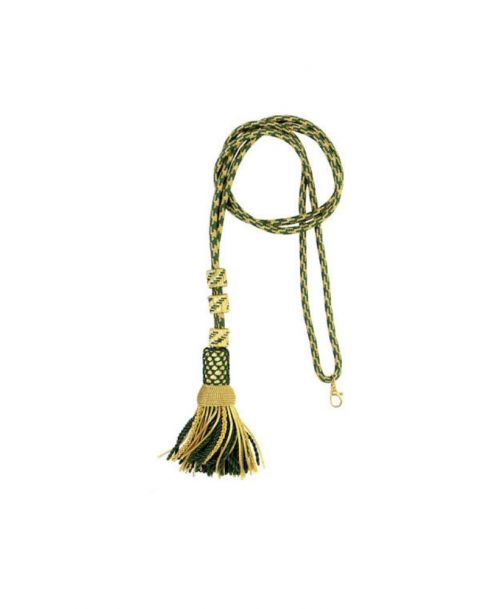 Pectoral Cross Cord with Tassel Olive Green and Gold