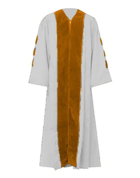 Grace Choir Robe with Pipping Gold in White