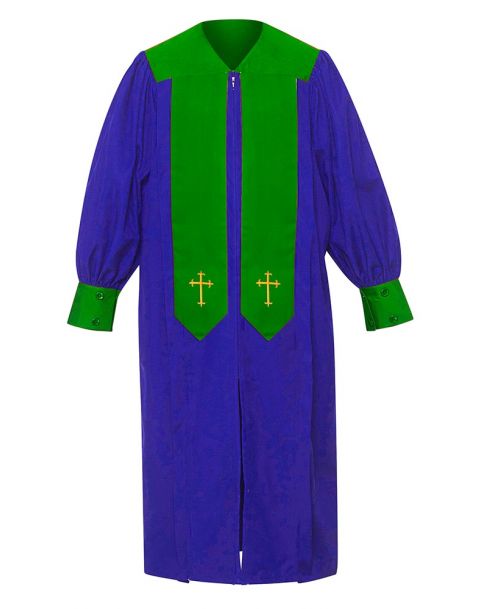 Adult Harmony Choir Robe with Latin cross embroidery in Royal Blue