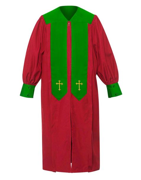 Adult Harmony Choir Robe with Latin cross embroidery in Scarlet Red