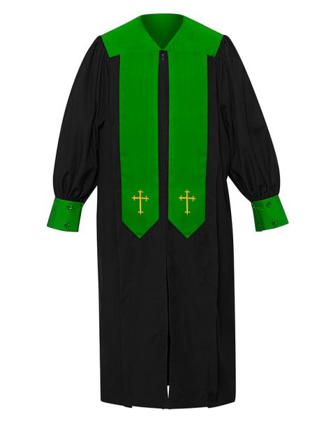 Adult Harmony Choir Robe with Latin cross embroidery in Black