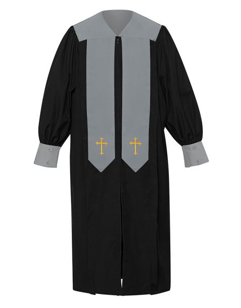 Children's Harmony Choir Robe with Latin cross embroidery in Black