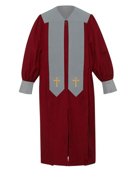 Children's Harmony Choir Robe with Latin cross embroidery in Maroon Red