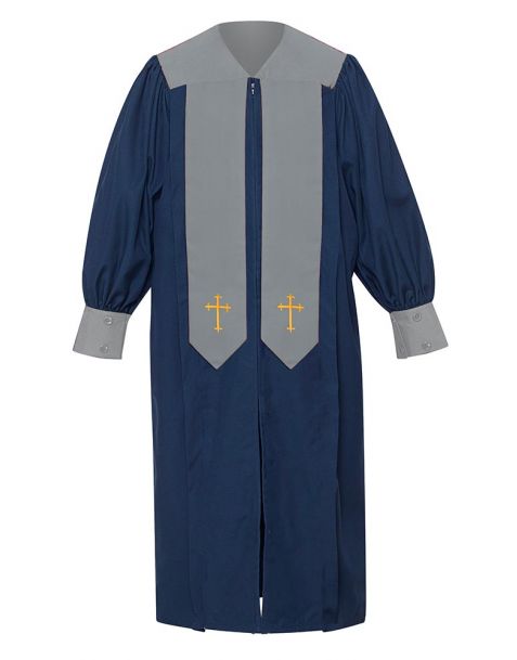 Children's Harmony Choir Robe with Latin cross embroidery in Navy Blue