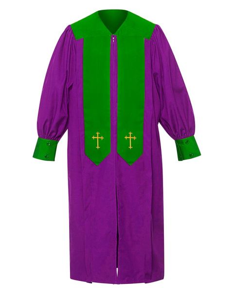 Adult Harmony Choir Robe with Latin cross embroidery in Purple