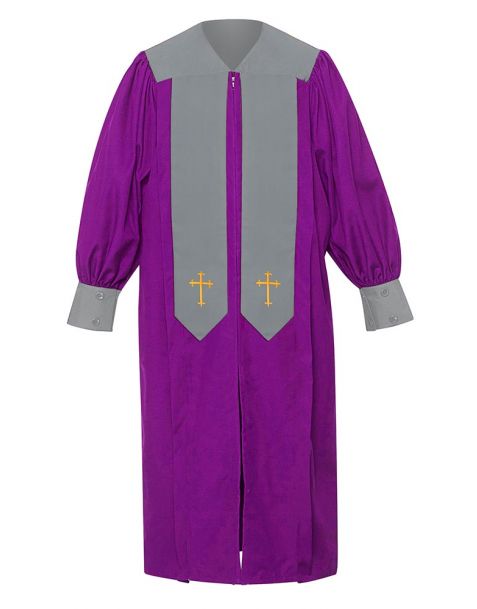 Children's Harmony Choir Robe with Latin cross embroidery in Purple