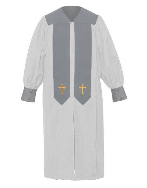 Children's Harmony Choir Robe with Latin cross embroidery in White