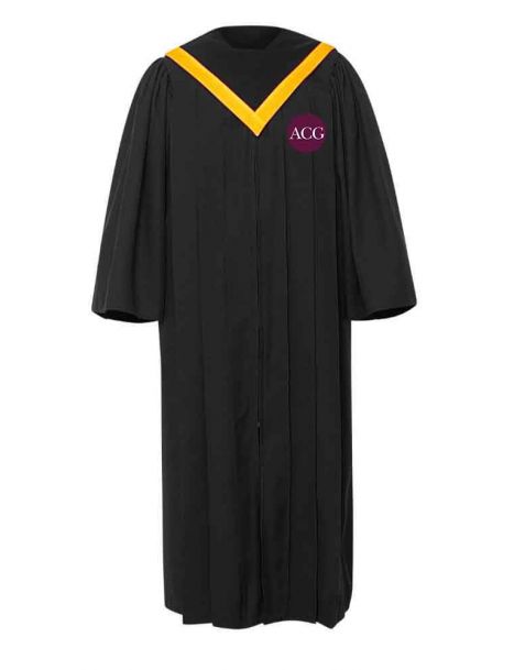Personalised Adult Luxoria Choir Robe with V-Neckline in Black