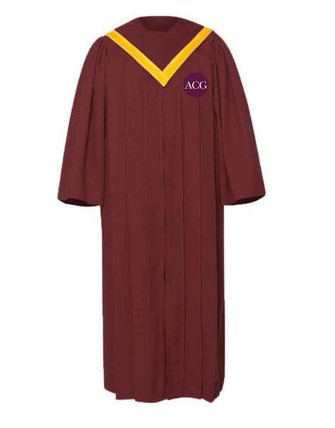 Personalised Adult Luxoria Choir Robe with V-Neckline in Maroon Red