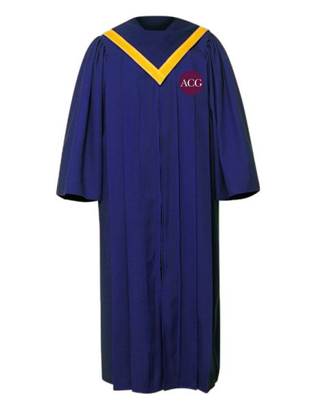 Personalised Adult Luxoria Choir Robe with V-Neckline in Navy Blue