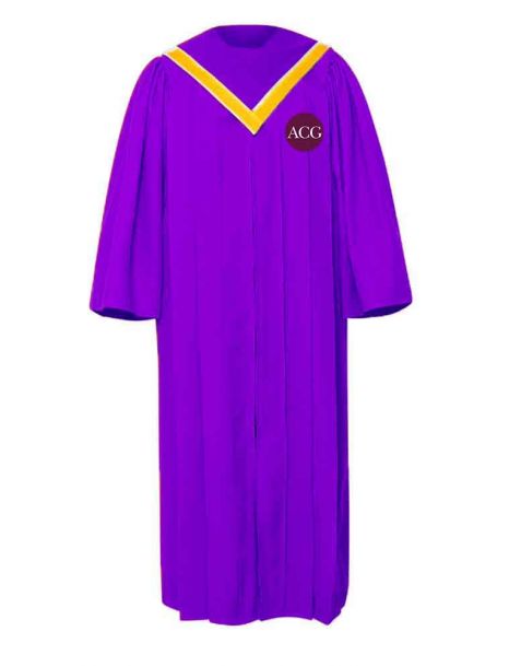 Personalised Adult Luxoria Choir Robe with V-Neckline in Purple
