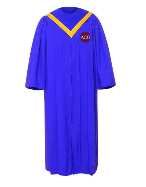 Personalised Adult Luxoria Choir Robe with V-Neckline in Royal Blue
