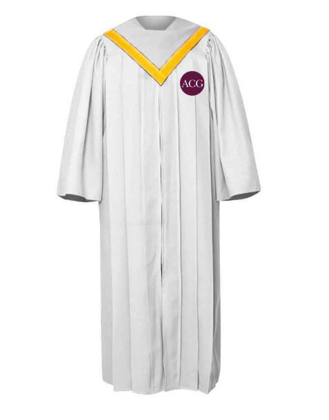 Personalised Adult Luxoria Choir Robe with V-Neckline in White