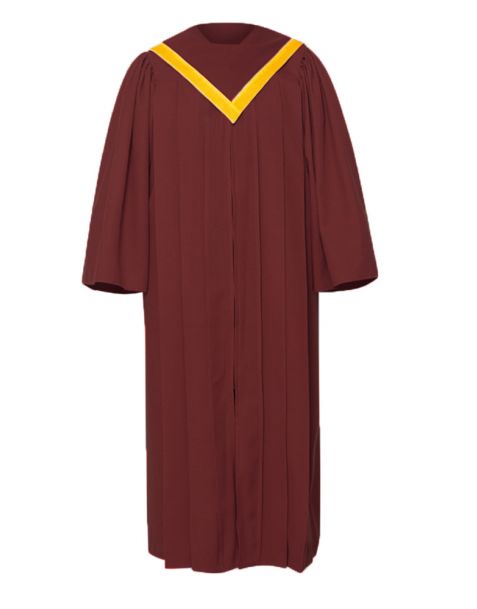 Adult Luxoria Choir Robe with V-Neckline in Maroon Red