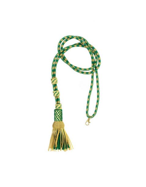 Pectoral Cross Cord with Tassel Mint Green and Gold