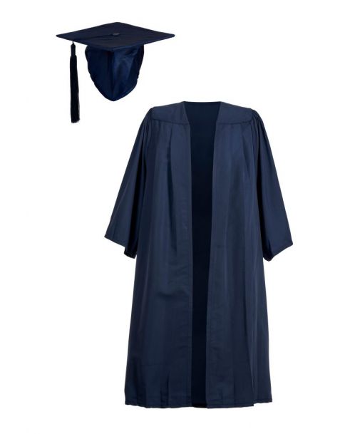 Primary School Graduation Gown and Elasticated Cap Set Navy Blue