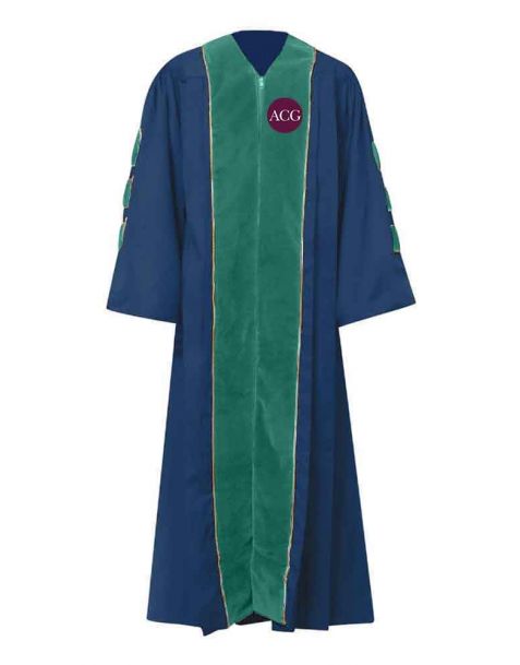 Personalised Grace Choir Robe with piping Gold in Navy Blue