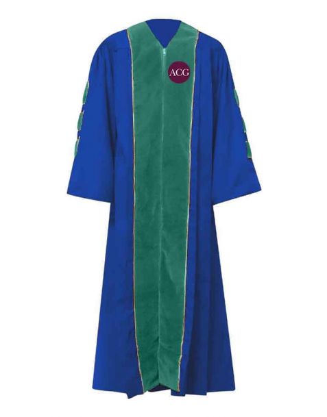 Personalised Grace Choir Robe with piping Gold in Royal Blue