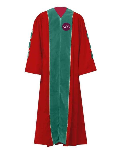 Personalised Grace Choir Robe with piping Gold in Scarlet Red