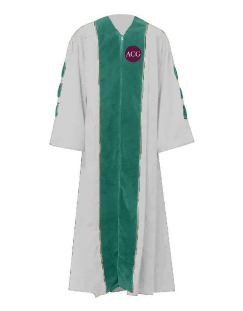 Personalised Grace Choir Robe with piping Gold in White