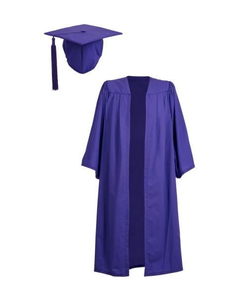 Primary School Graduation Gown and Elasticated Cap Set Purple