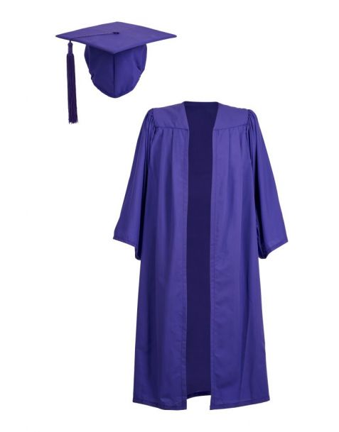 Economy Academic Gown and Mortarboard Cap Set Purple