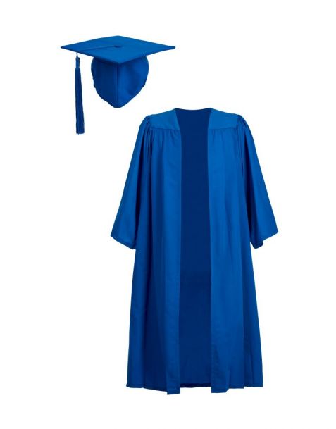 Primary School Graduation Gown and Elasticated Cap Set Royal Blue