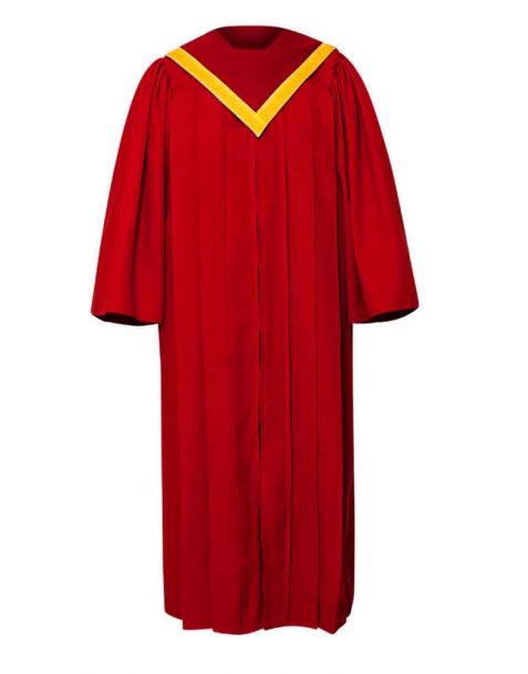 Adult Luxoria Choir Robe with V-Neckline in Scarlet Red
